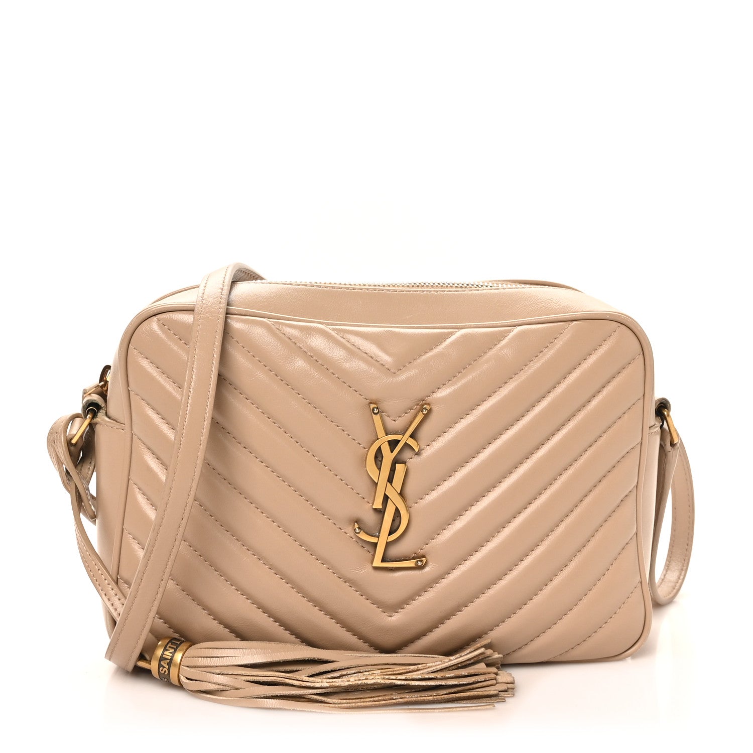 Saint Laurent Calfskin Matelasse Monogram Lou Camera Bag Dark Beige 1 of 12