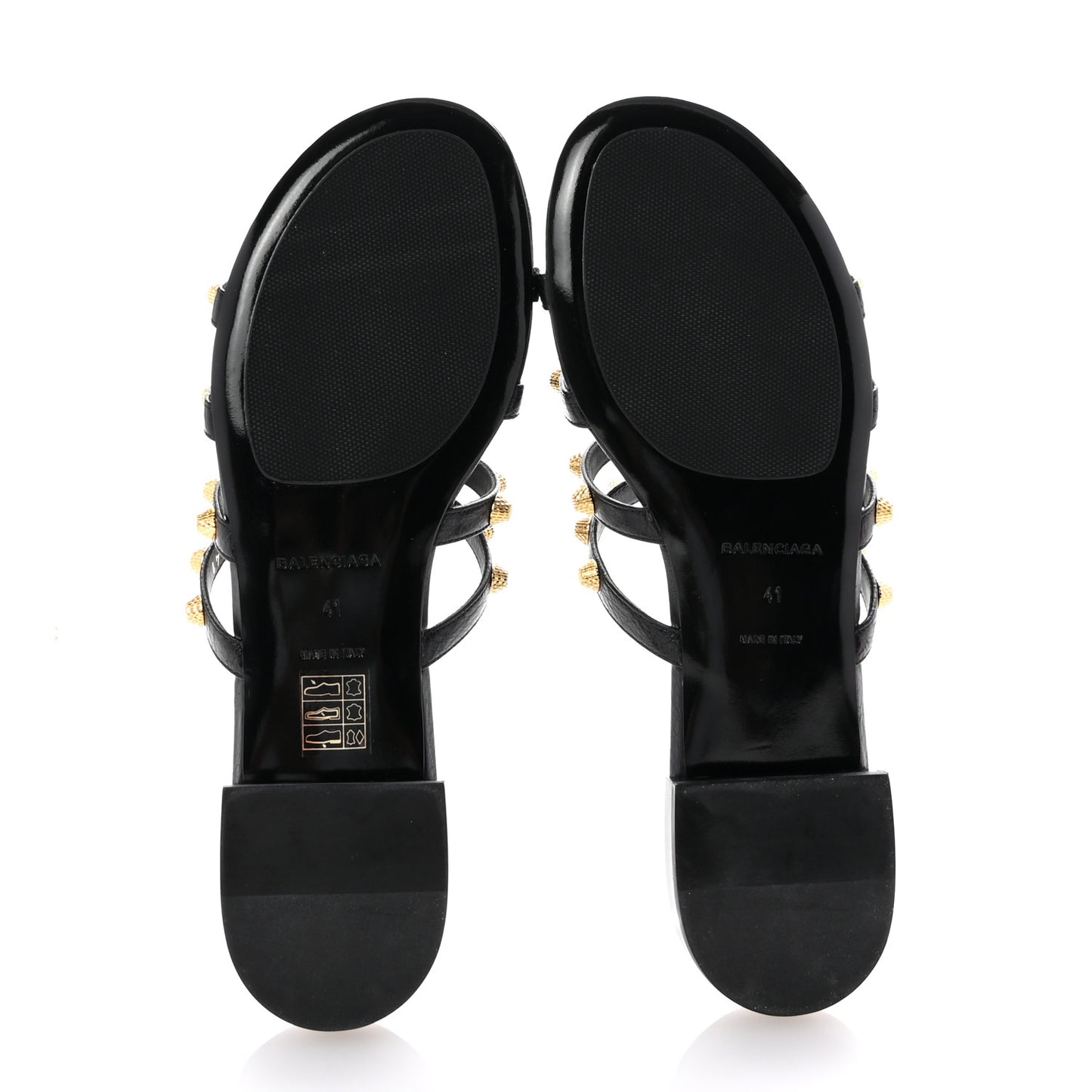 Agneau Lambskin Giant Gold Stud Sandals 41 Black