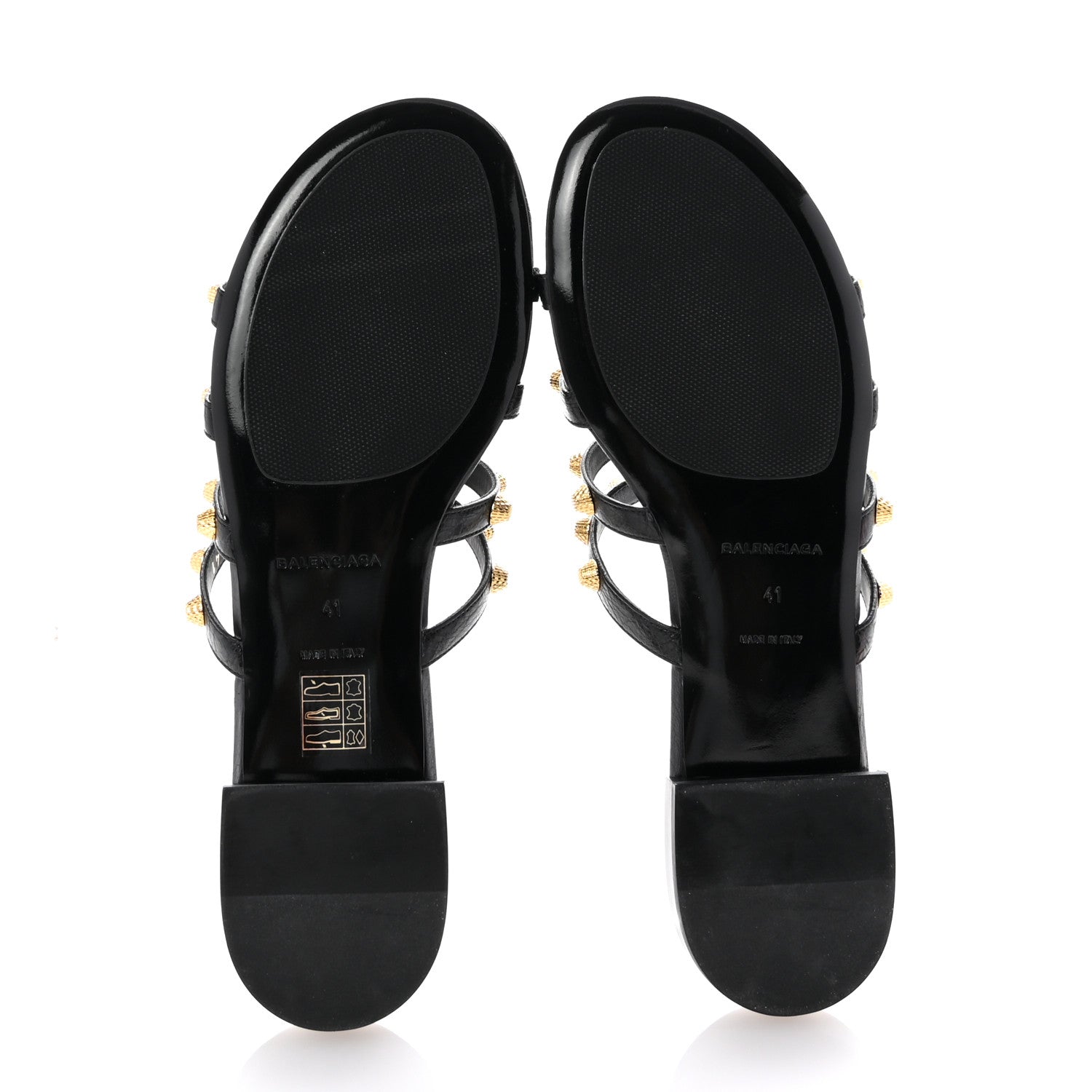 Balenciaga Agneau Lambskin Giant Gold Stud Sandals 41 Black 6 of 10