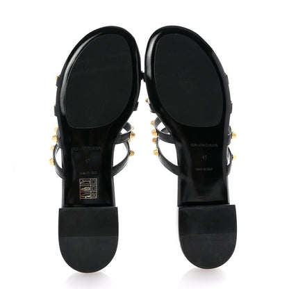 Balenciaga Agneau Lambskin Giant Gold Stud Sandals 41 Black 6 of 10