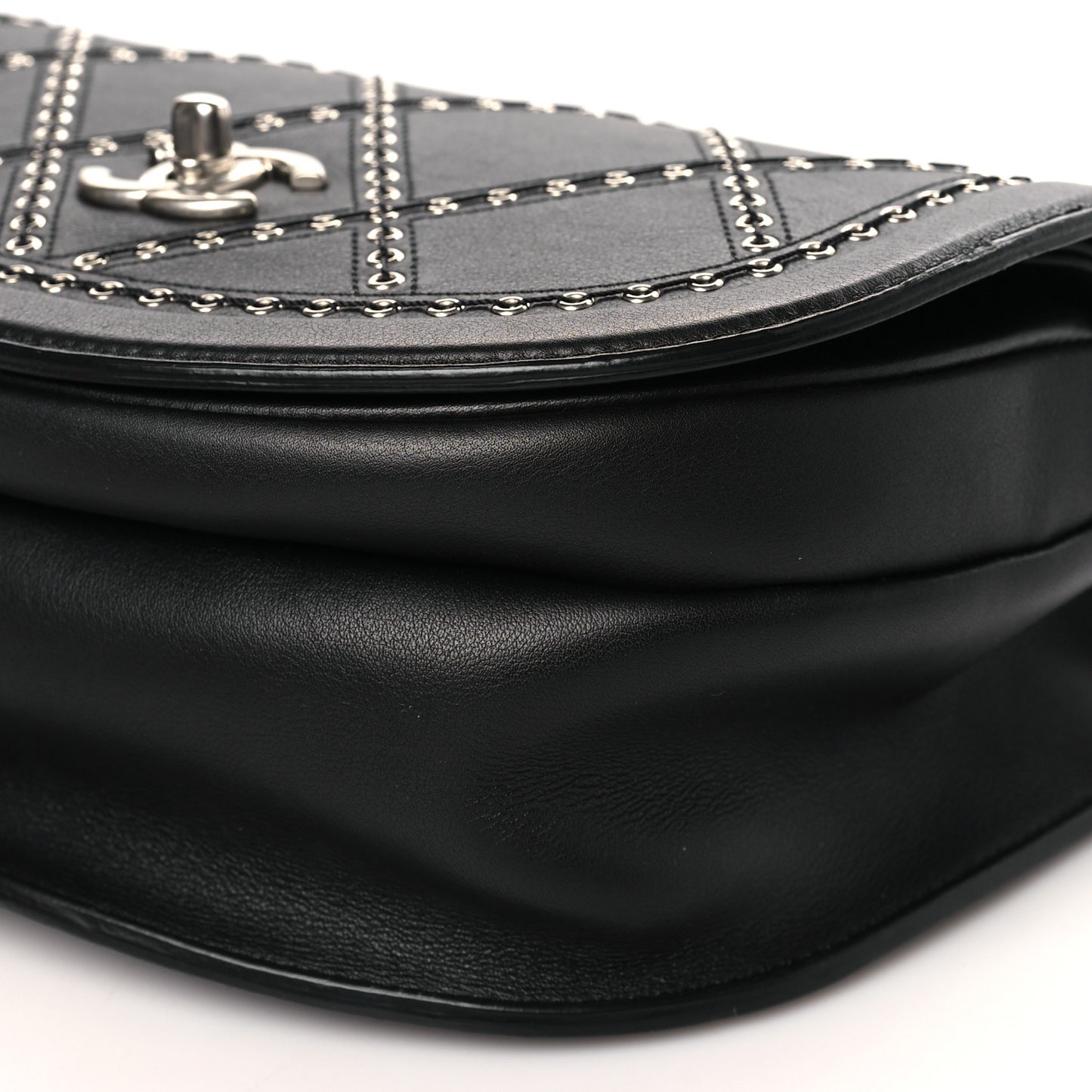 Calfskin Coco Eyelets Small Flap Bag Black