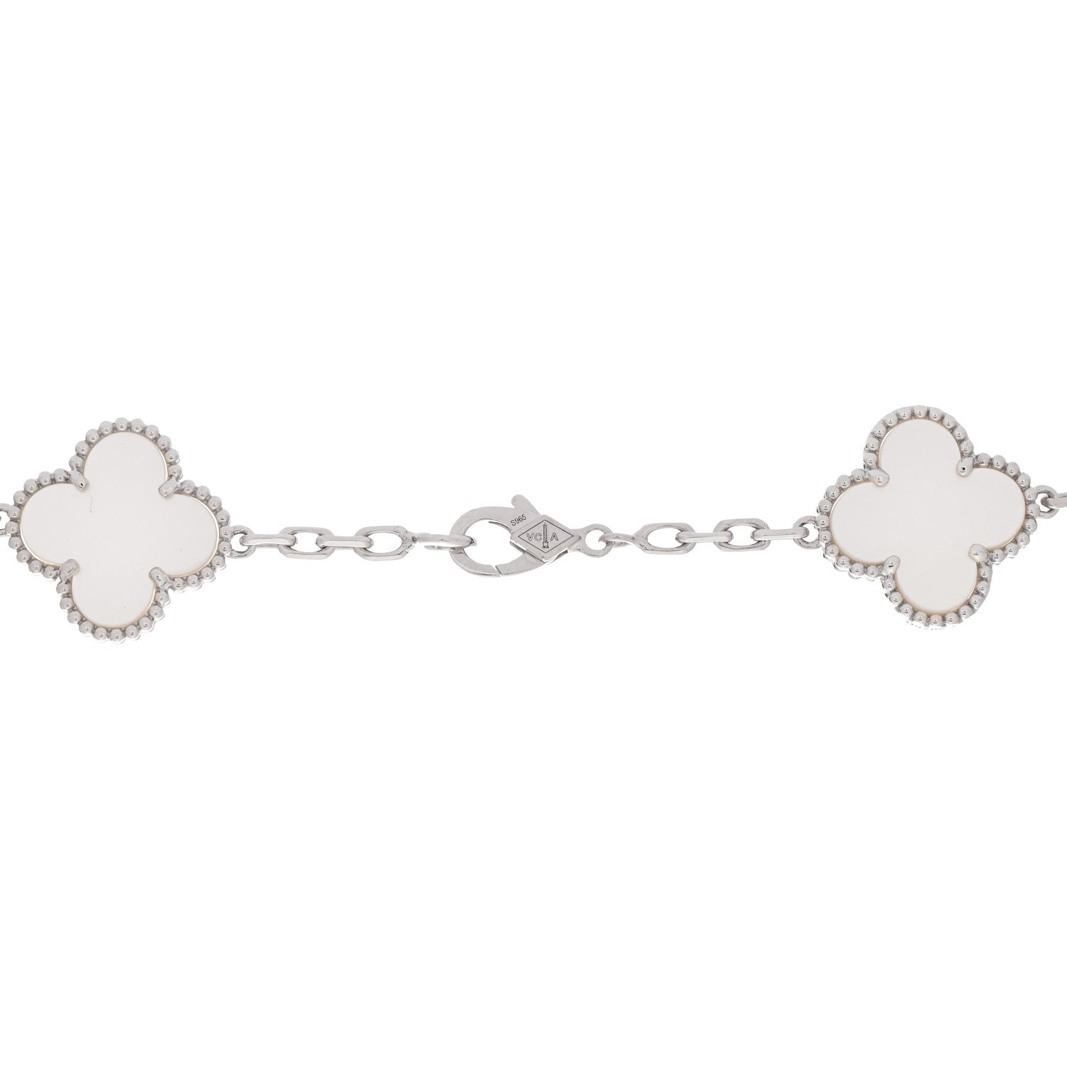 Van Cleef & Arpels 18K White Gold Mother of Pearl 20 Motifs Vintage Alhambra Necklace 4 of 7