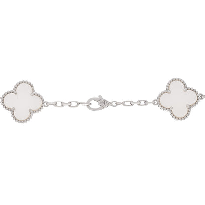 Van Cleef & Arpels 18K White Gold Mother of Pearl 20 Motifs Vintage Alhambra Necklace 4 of 7