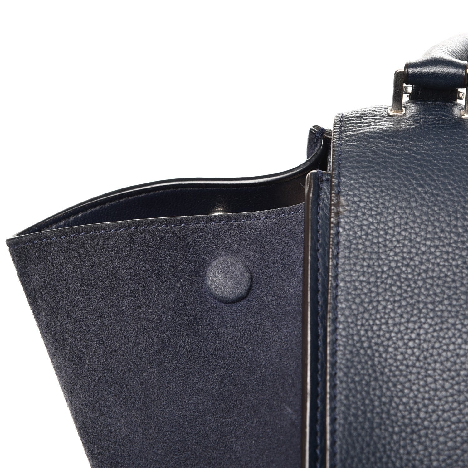 Celine Drummed Calfskin Suede Medium Trapeze Navy 9 of 15