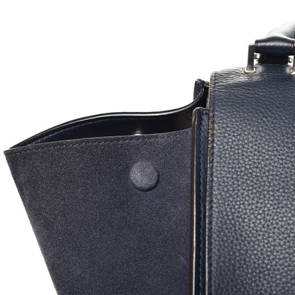 Celine Drummed Calfskin Suede Medium Trapeze Navy 9 of 15