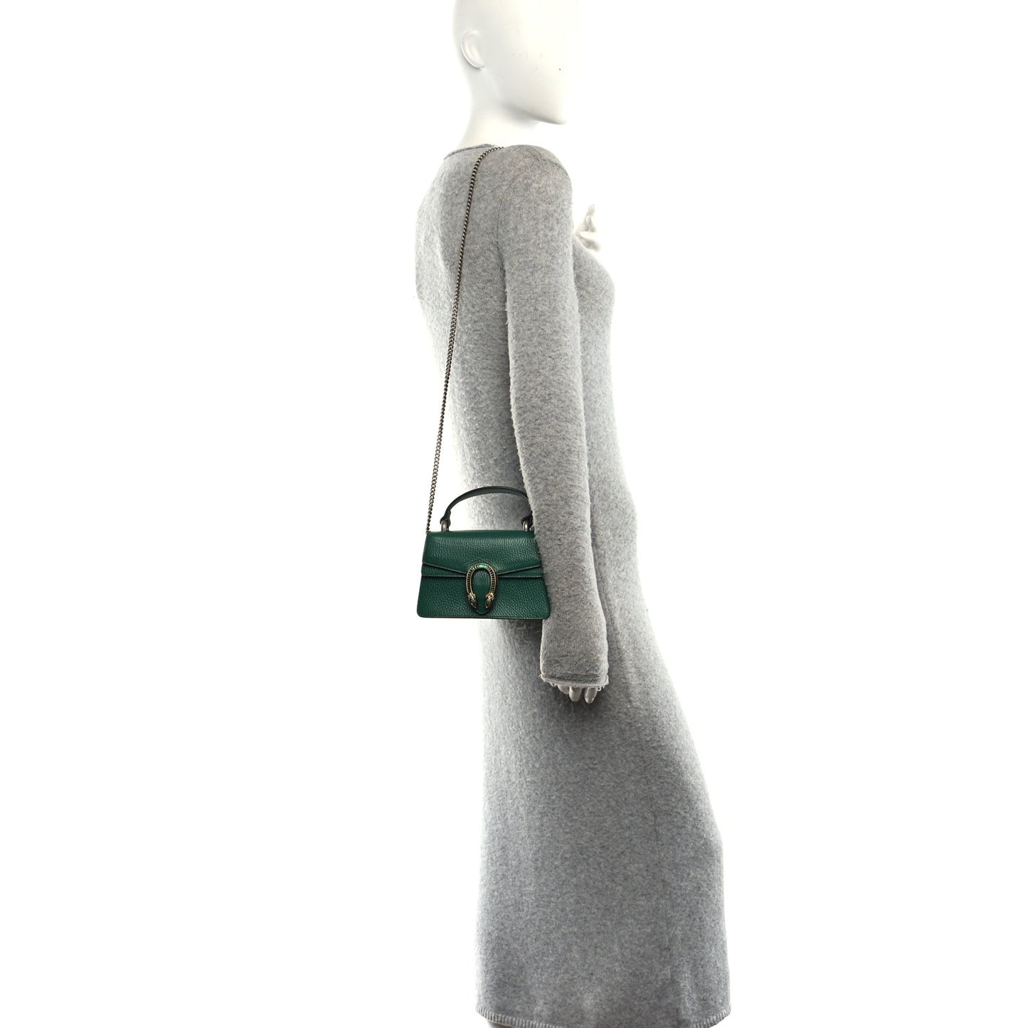 Dollar Calfskin Crystal Mini Dionysus Top Handle Bag Emerald