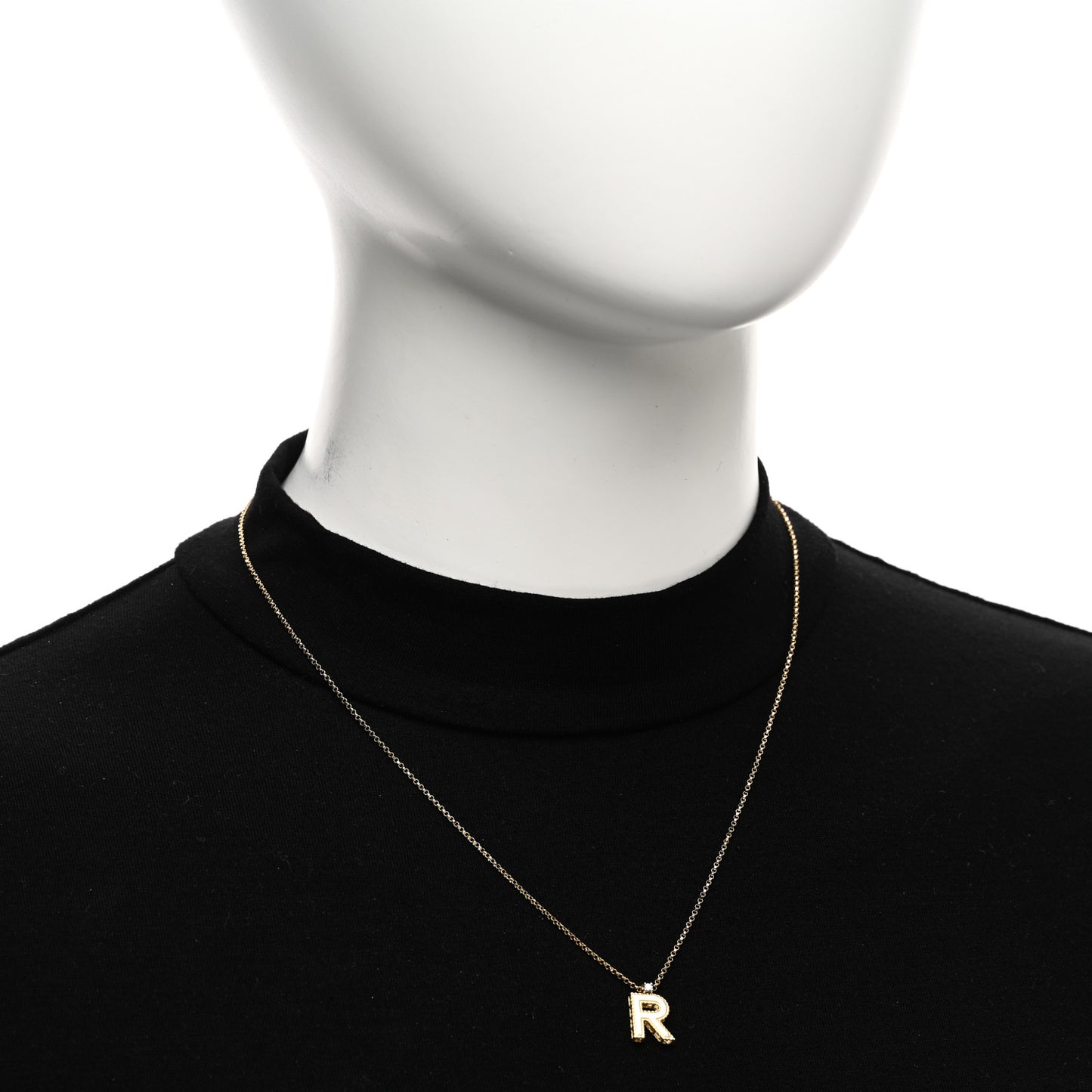 18K Yellow Gold Diamond Princess Block Letter R Pendant Necklace