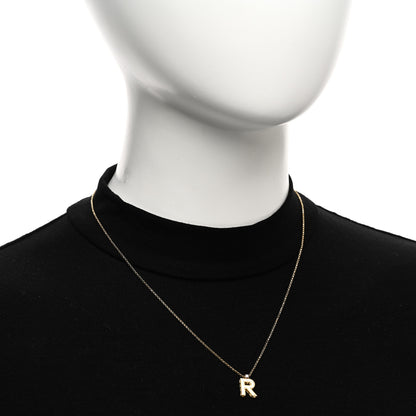 Roberto Coin 18K Yellow Gold Diamond Princess Block Letter R Pendant Necklace 2 of 4
