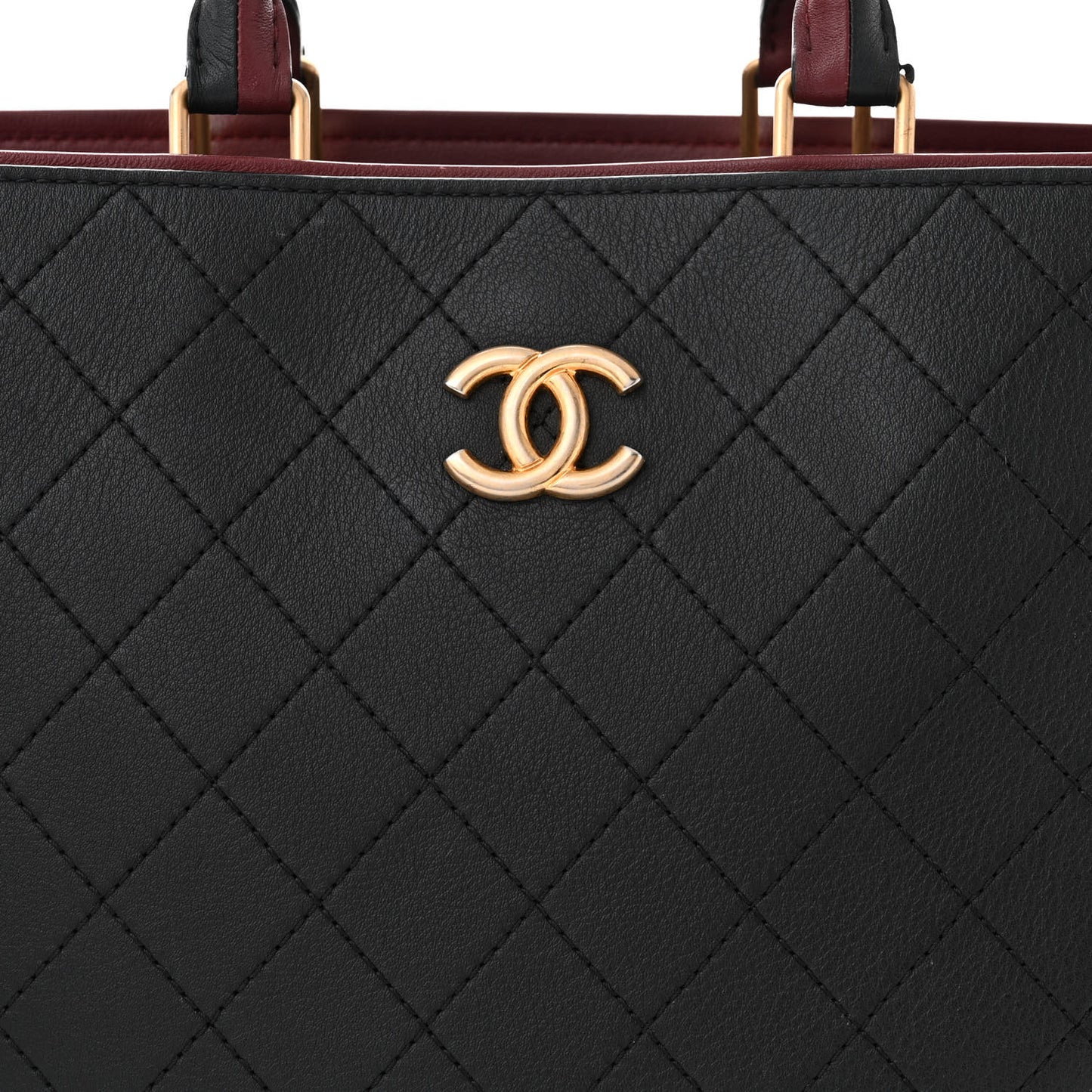 Bullskin Stitched Bi-Color Large Shopping Tote Black