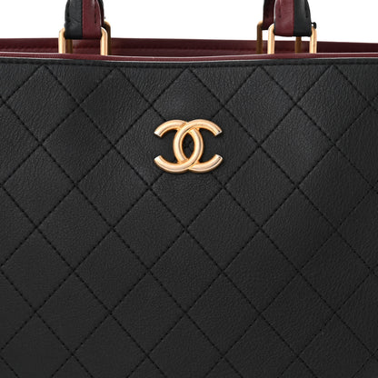 Chanel Bullskin Stitched Bi-Color Large Shopping Tote Black 8 of 12