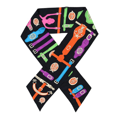 Hermes Silk Harnais Des Presidents Maxi Twilly Black Multicolor 1 of 4