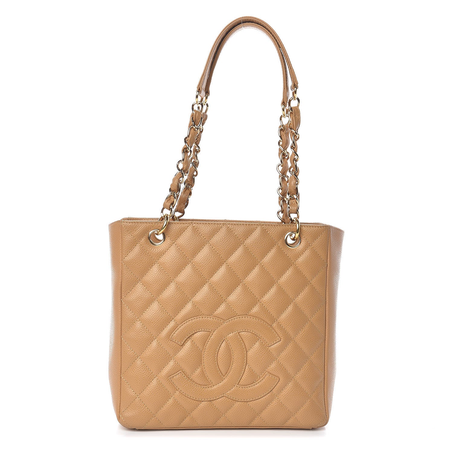 Chanel Caviar Quilted Petit Shopping Tote PST Dark Beige 1 of 16