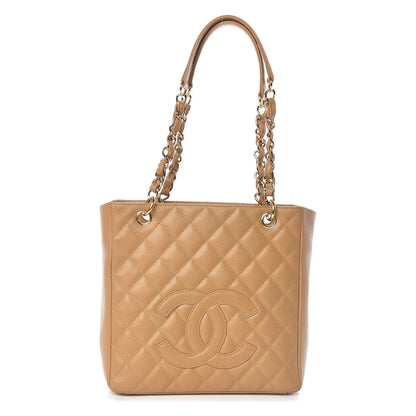 Chanel Caviar Quilted Petit Shopping Tote PST Dark Beige 1 of 16