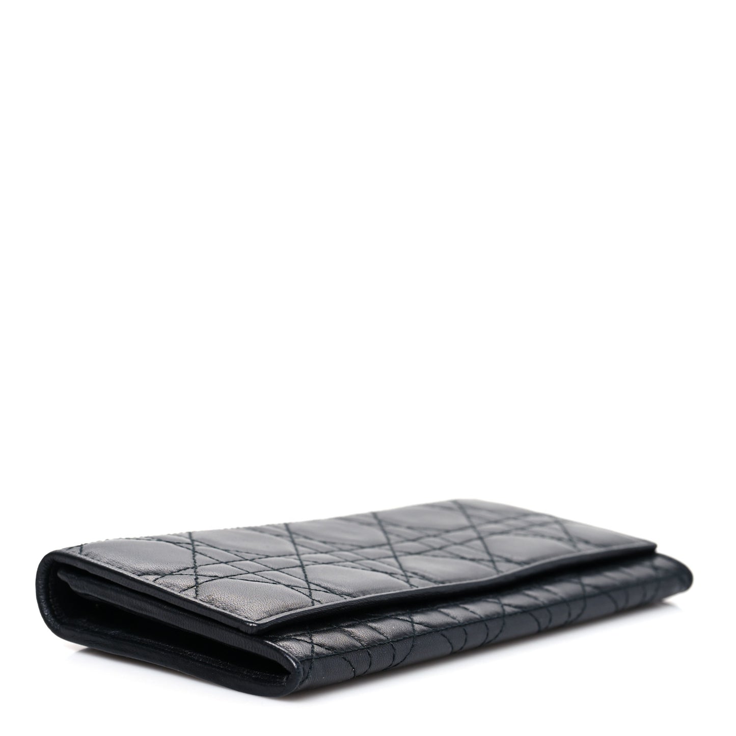 Lambskin Cannage Lady Dior Flap Wallet Black