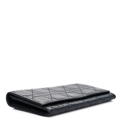 Christian Dior Lambskin Cannage Lady Dior Flap Wallet Black 4 of 7