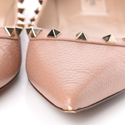 Valentino Garavani Pebbled Calfskin Rockstud Ballerina Flats 39.5 Skin Sorbet 9 of 10