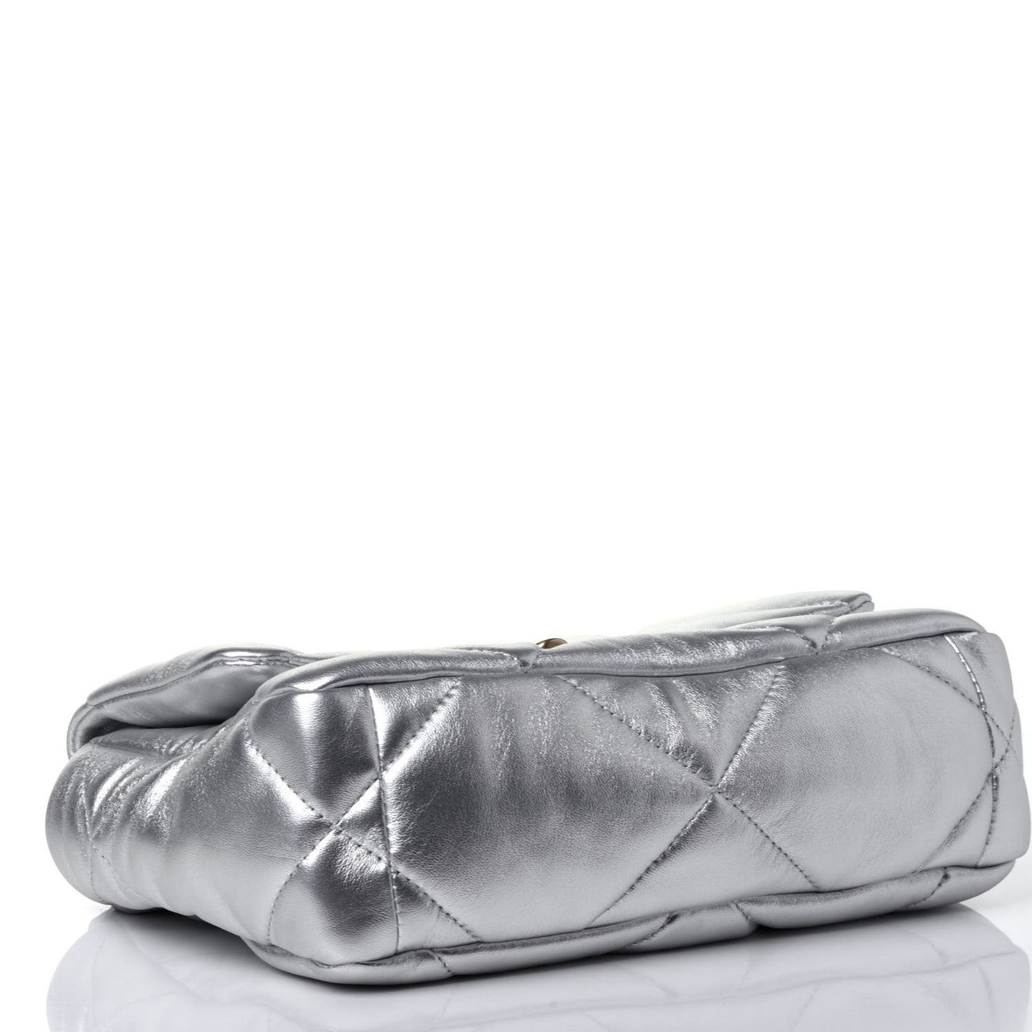 Metallic Goatskin Quilted Medium Chanel 19 Flap Silver
