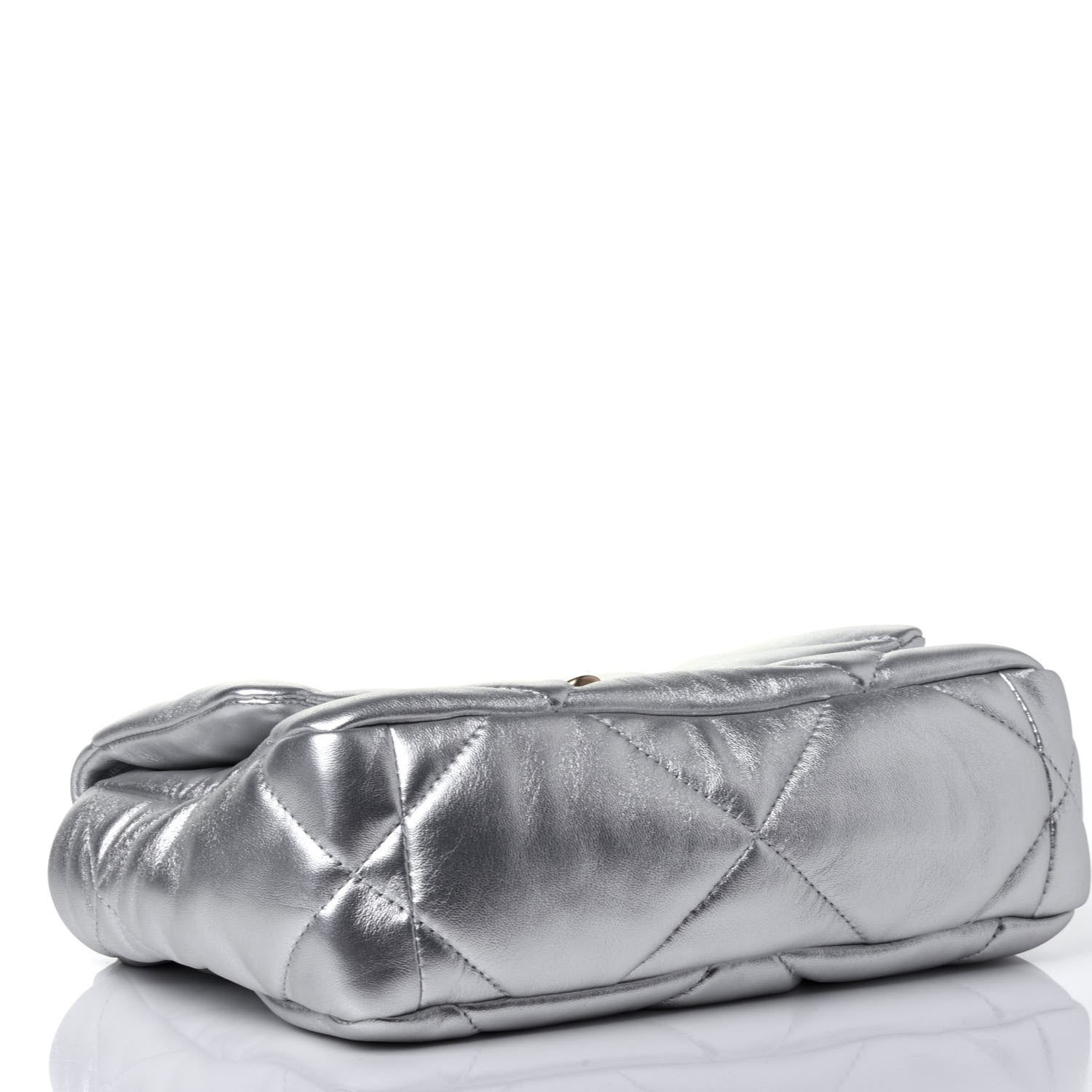 Chanel Metallic Goatskin Quilted Medium Chanel 19 Flap Silver 3 of 4
