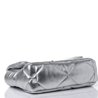 Chanel Metallic Goatskin Quilted Medium Chanel 19 Flap Silver 3 of 4