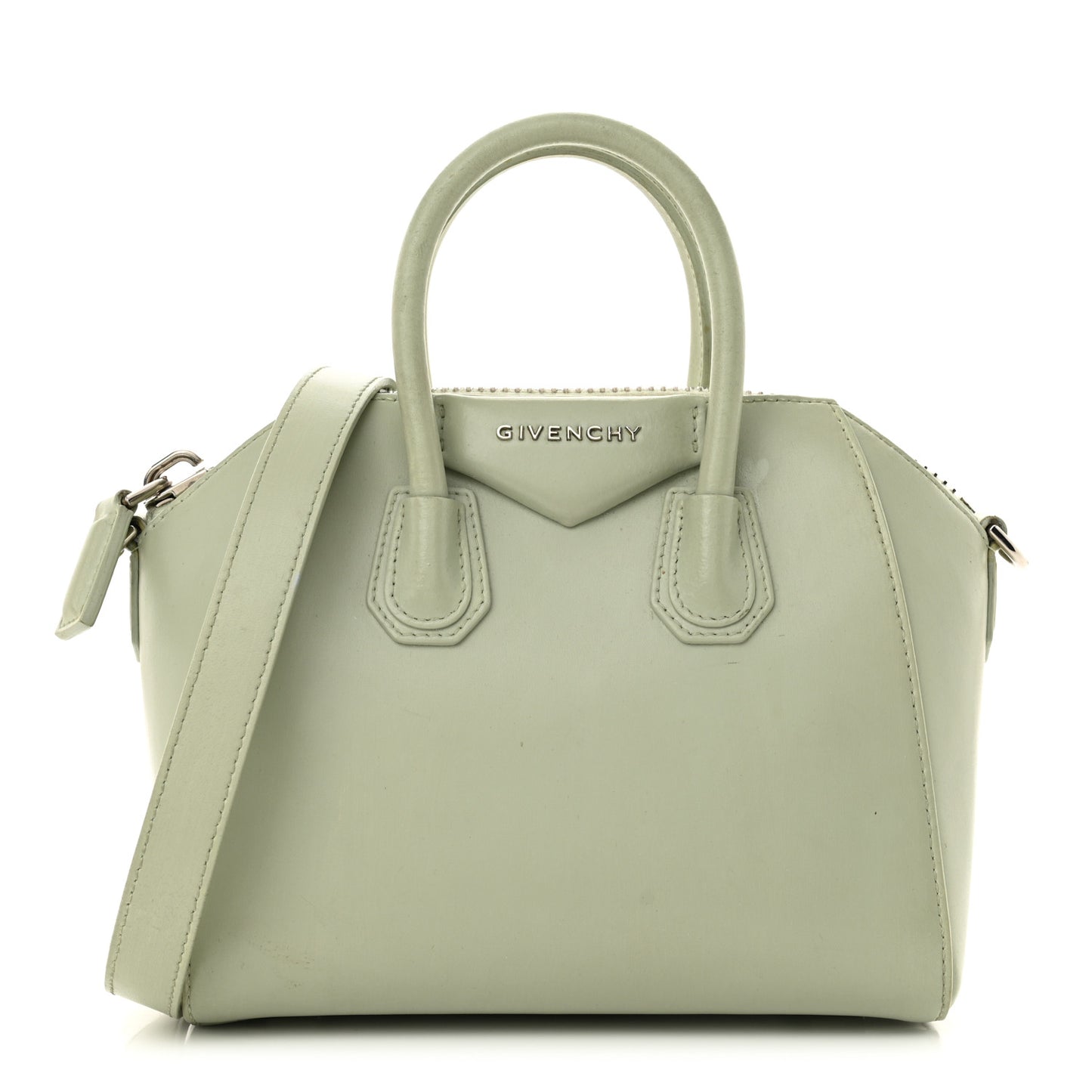 Shiny Lord Calfskin Mini Antigona Aqua Green