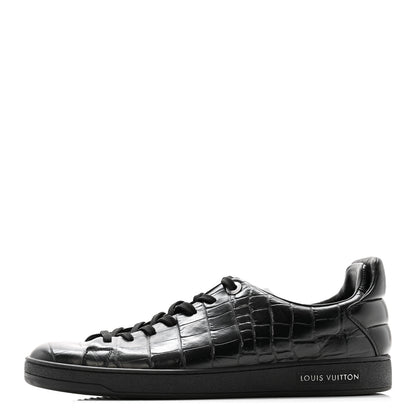 Louis Vuitton Calfskin Crocodile Embossed Frontrow Mens Sneakers 8 Black 2 of 20