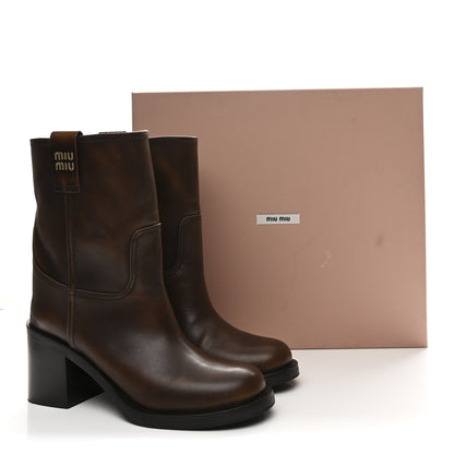 Miu Miu Vitello Fume Moto Booties 38.5 Bruciato 10 of 10