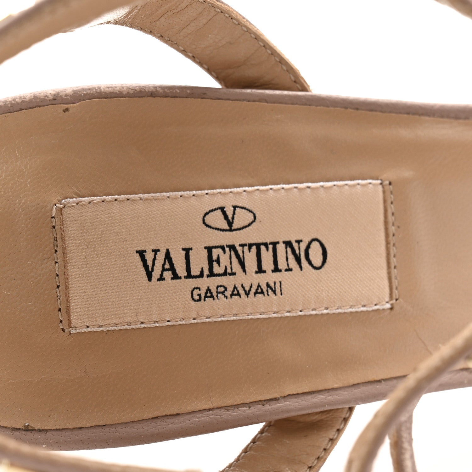 Valentino Garavani Nappa Rockstud Ankle Strap Low Heel Pumps 37.5 Cognac Poudre 6 of 9