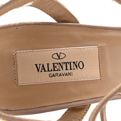 Valentino Garavani Nappa Rockstud Ankle Strap Low Heel Pumps 37.5 Cognac Poudre 6 of 9