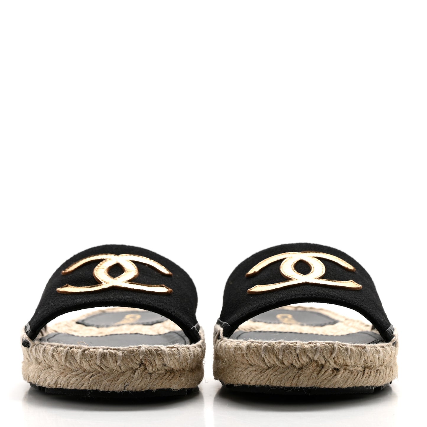 Wool Laminated Lambskin CC Slide Sandals 37 Black Gold