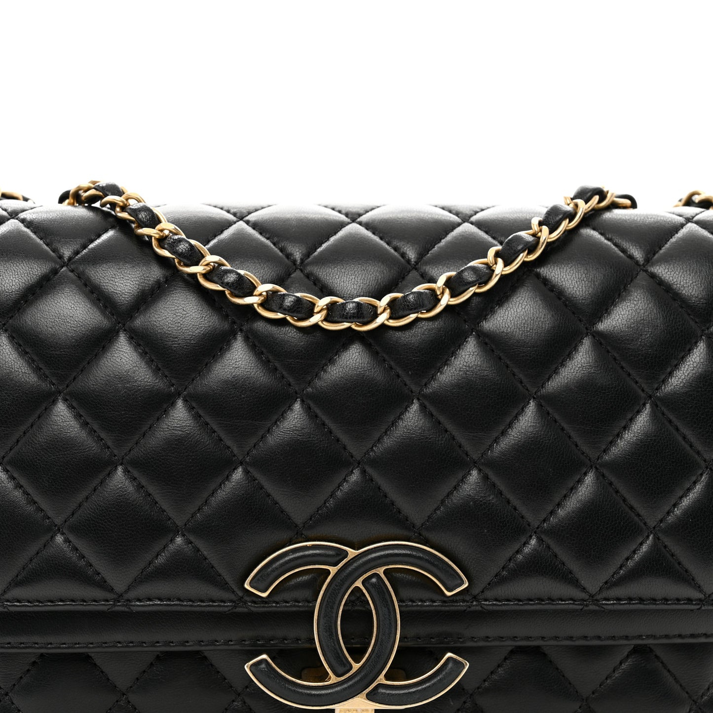 Lambskin Quilted Large CC Chic Flap Black