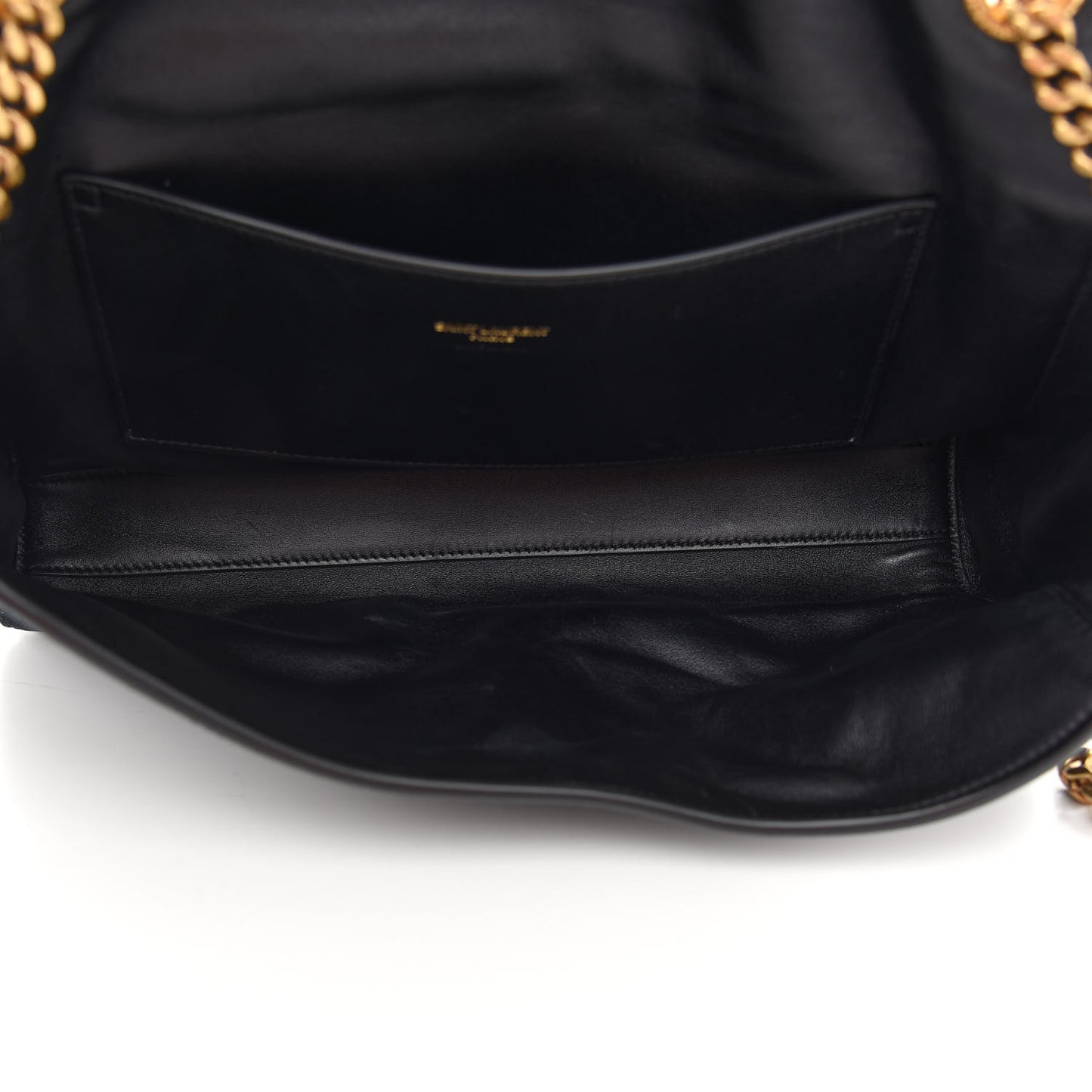 Smooth Calfskin Suede Medium Reversible Monogram Kate Satchel Black
