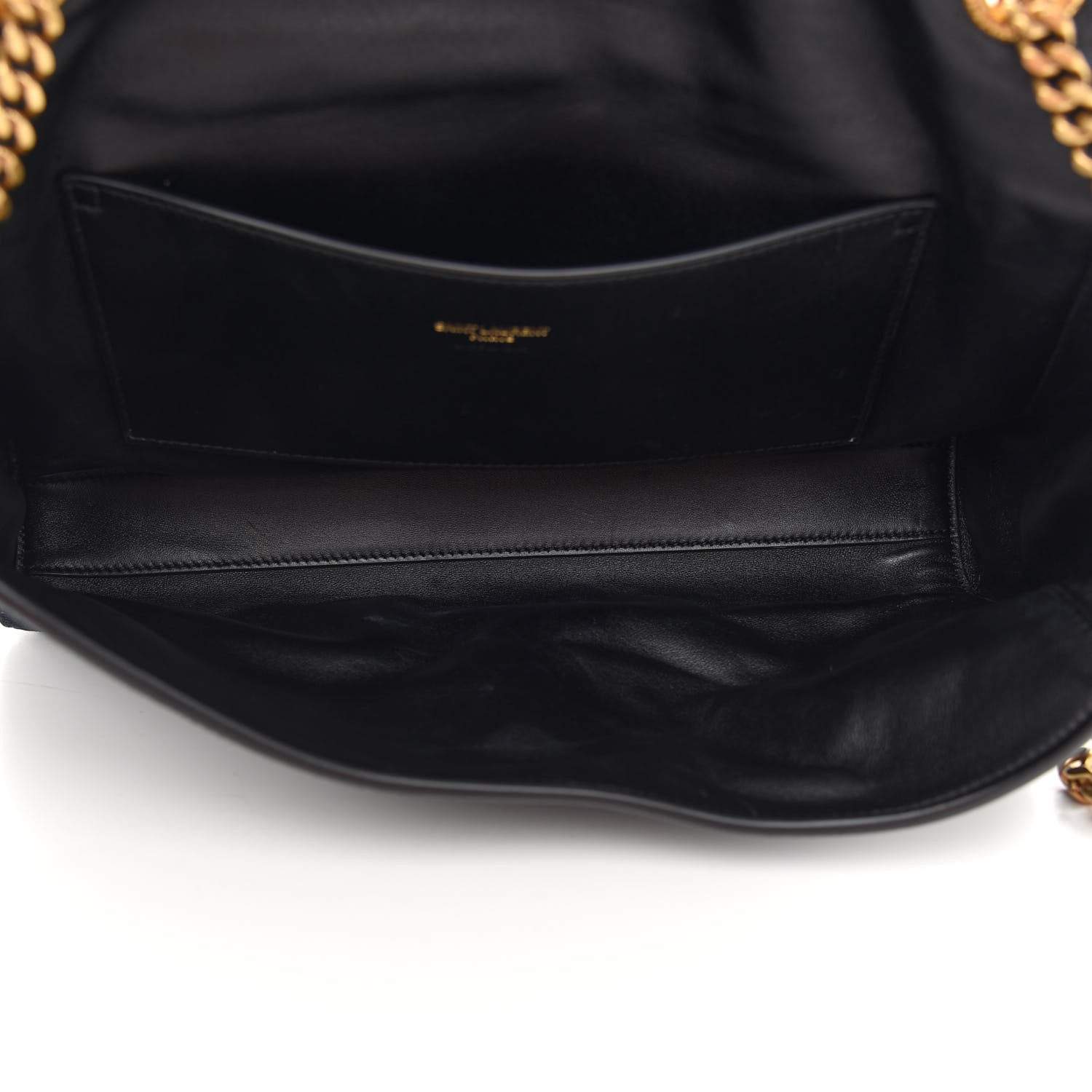 Saint Laurent Smooth Calfskin Suede Medium Reversible Monogram Kate Satchel Black 8 of 16
