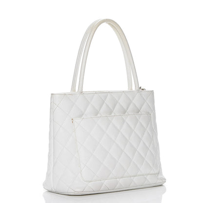 Chanel Caviar Quilted Medallion Tote White 3 of 12