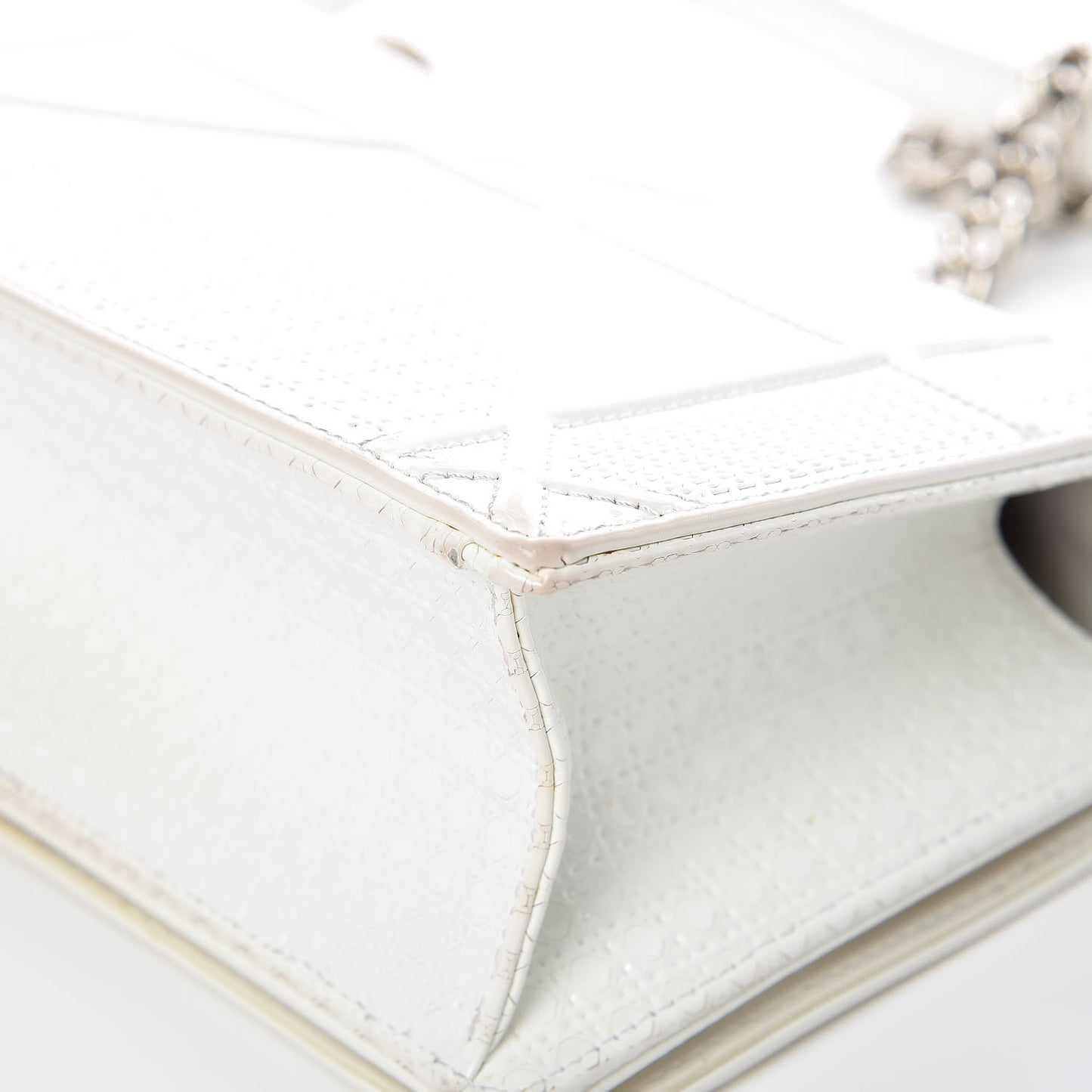 Patent Micro-Cannage Small Diorama Flap Bag White
