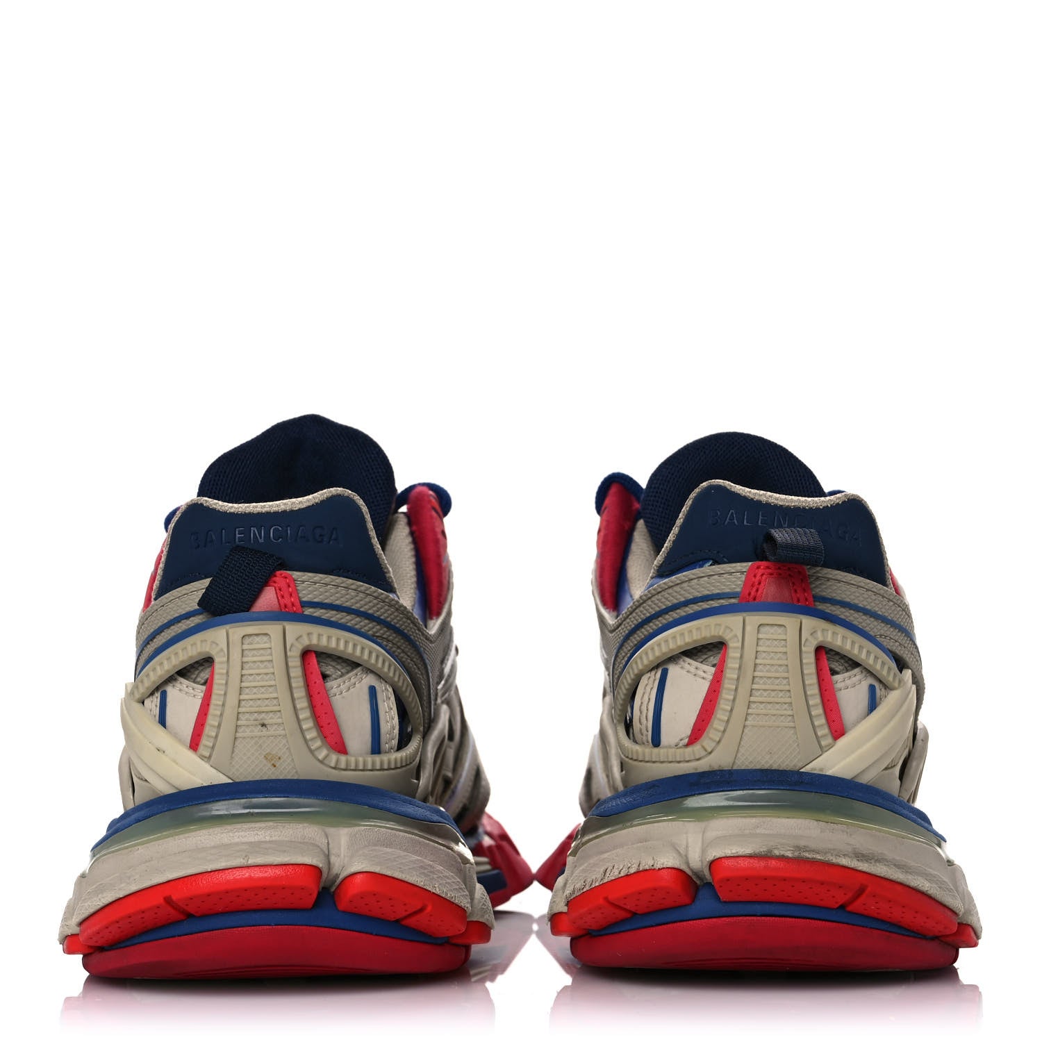 Balenciaga Rubber Mesh Bi-Color Womens Track.2 Open Sneakers 39 Beige Blue Red 5 of 9