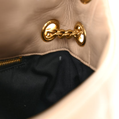 Saint Laurent Lambskin Quilted Small Loulou Puffer Monogram Chain Satchel Dark Beige 12 of 13