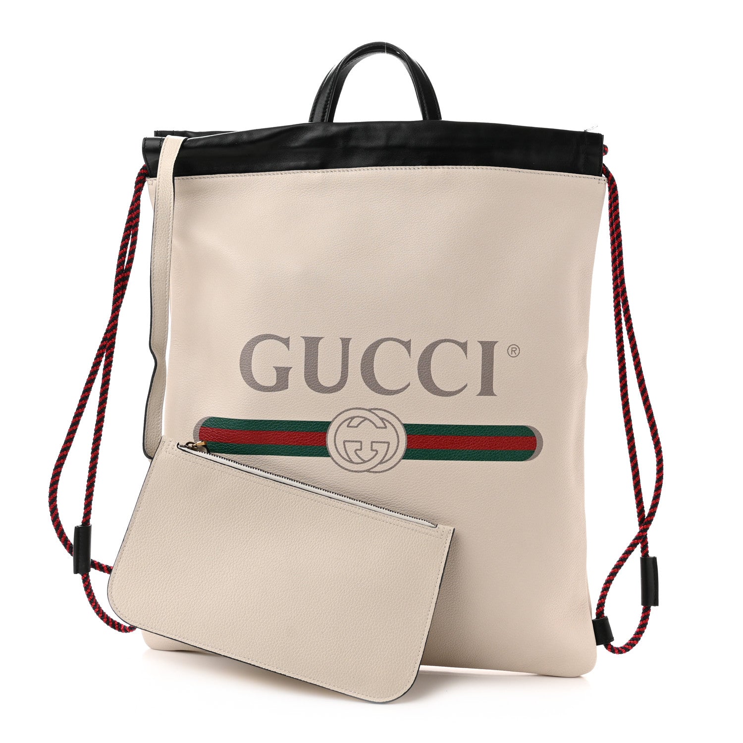 Gucci Calfskin Logo Drawstring Backpack Mystic White 1 of 12