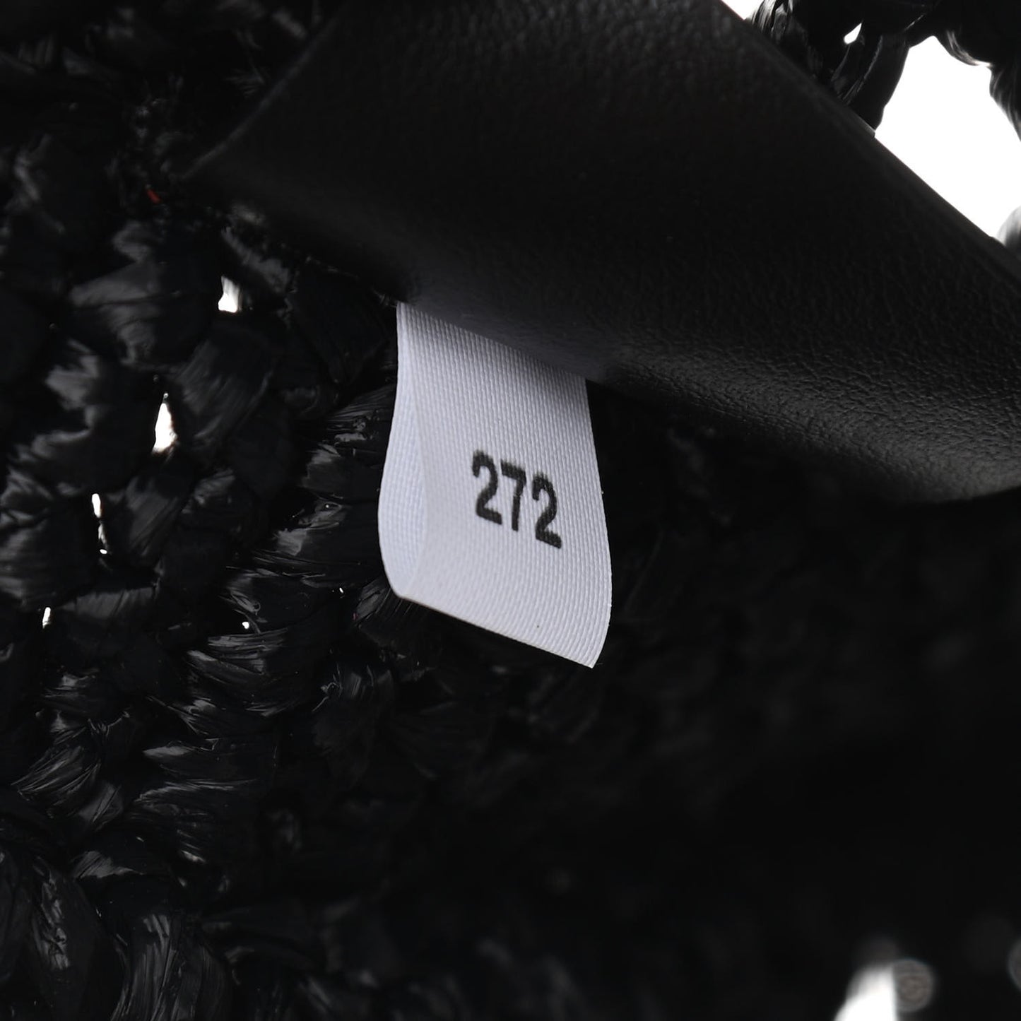 Yarn Raffia Effect Crochet Logo Embroidered Tote Bag Black