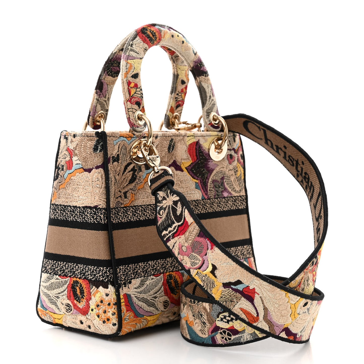 Canvas Constellation Embroidered Medium Lady D-Lite Latte Multicolor