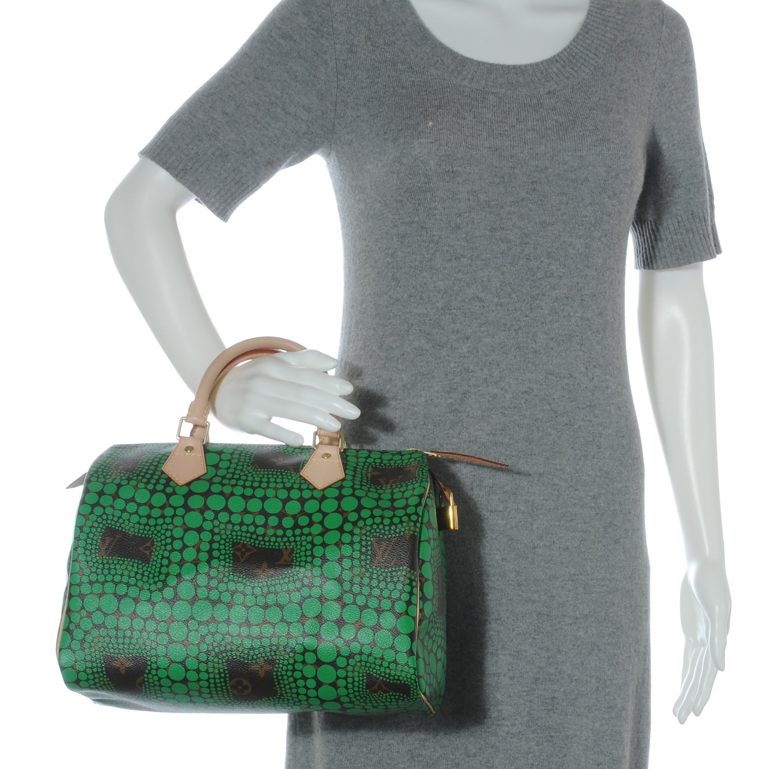 Louis Vuitton Monogram Kusama Town Speedy 30 Green 2 of 7