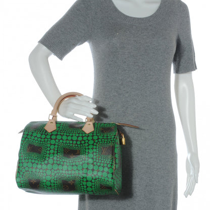 Louis Vuitton Monogram Kusama Town Speedy 30 Green 2 of 7