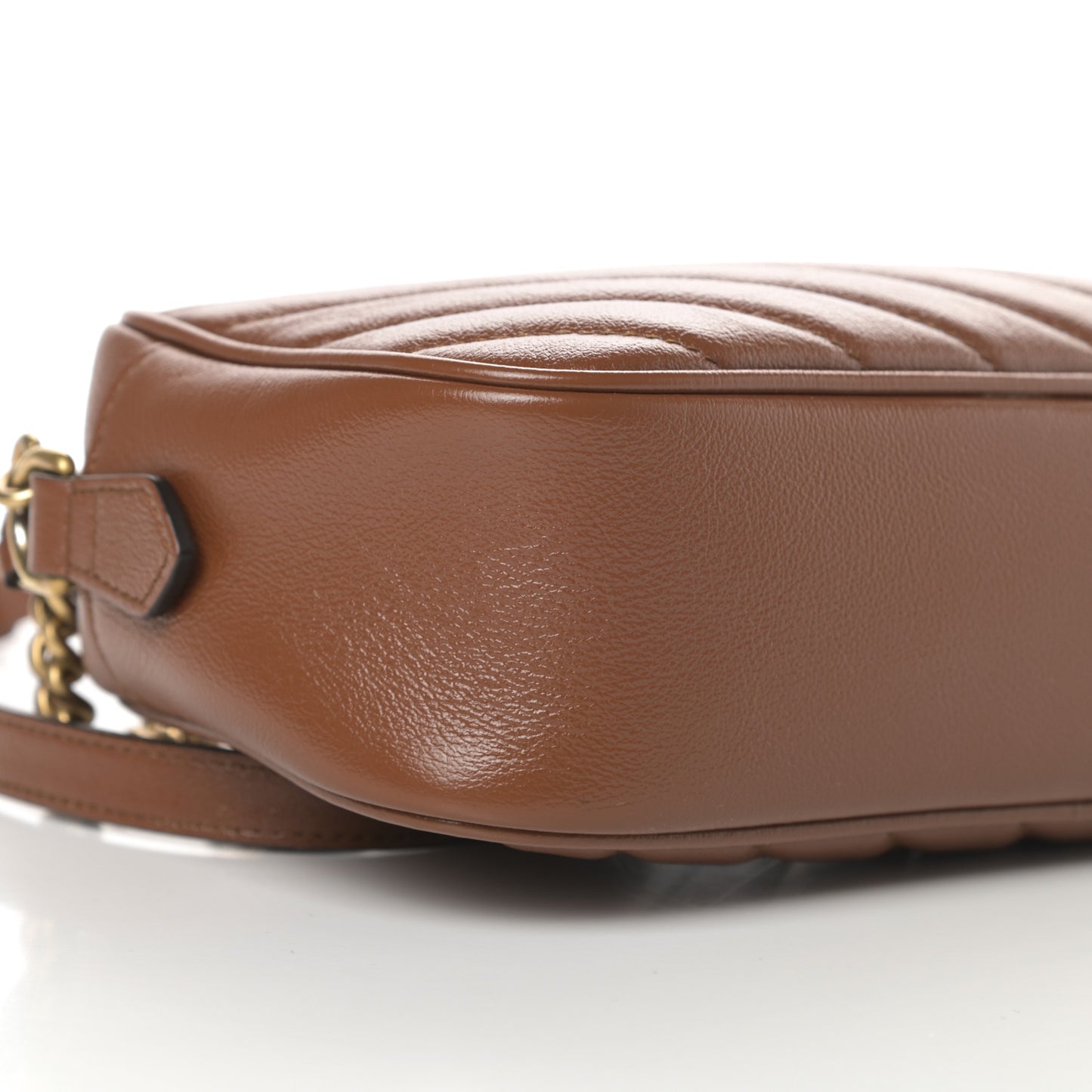 Glazed Calfskin Matelasse Diagonal Small GG Marmont Chain Shoulder Bag Cuir