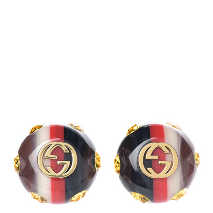 Gucci Resin Strass Vintage Web Stud Earrings Blue Red 1 of 4