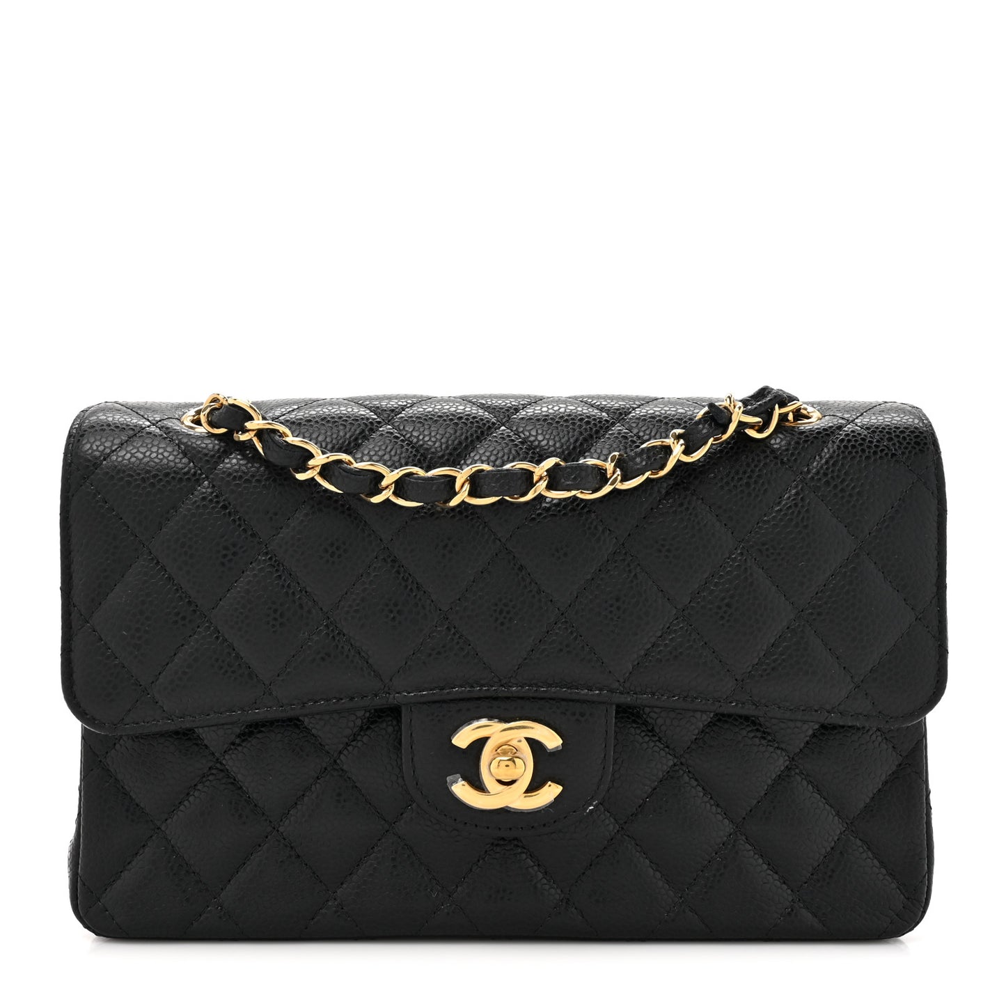 Caviar Quilted Small Double Flap Black
