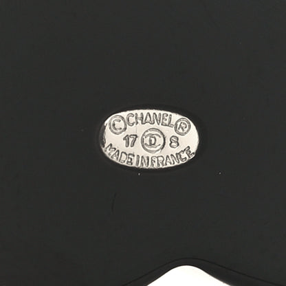 Chanel Glittered Resin Crystal Pearl CC Cloud Brooch Black Silver 3 of 4