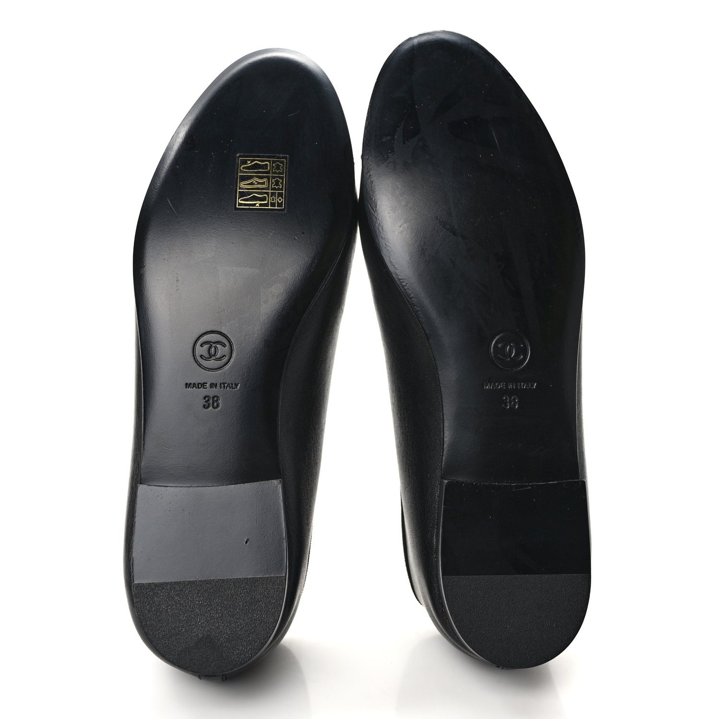 Lambskin Patent CC Cap Toe Ballerina Flats 38 Black
