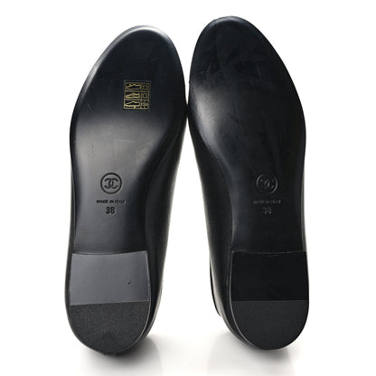 Chanel Lambskin Patent CC Cap Toe Ballerina Flats 38 Black 5 of 8