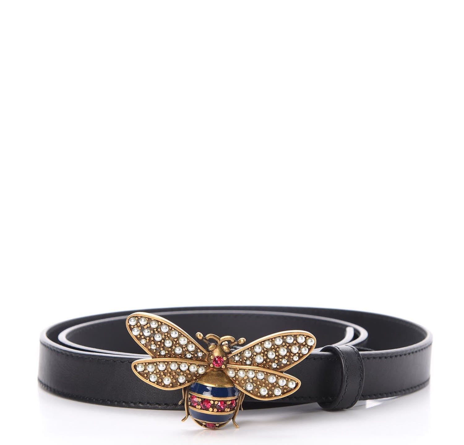 Gucci Calfskin Queen Margaret Bee Belt 90 36 Black 1 of 7