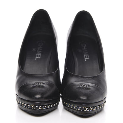 Chanel Lambskin CC Cap Toe Platform Chain Pumps 41 Black 2 of 13