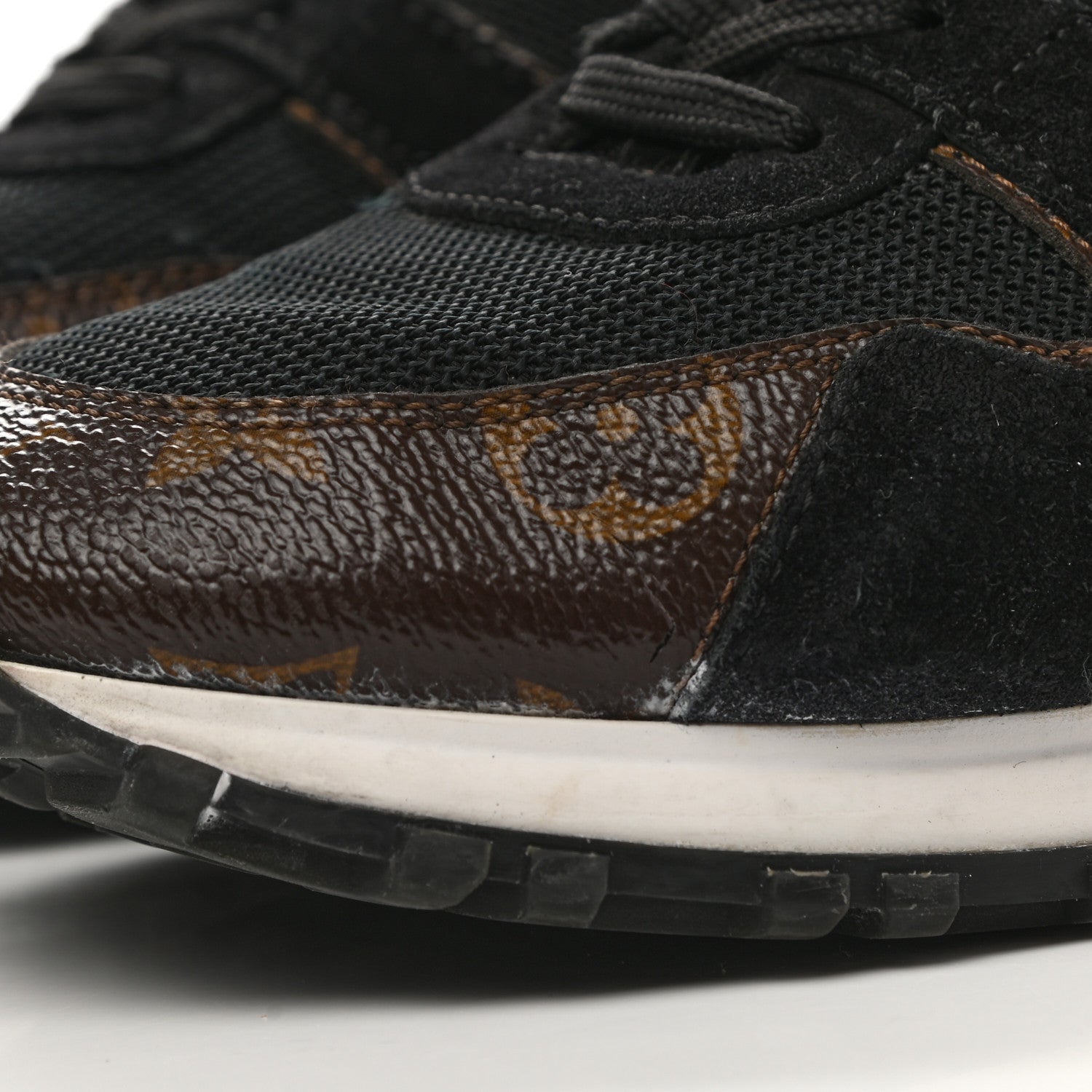 Louis Vuitton Suede Monogram Run Away Sneakers 38 Black 9 of 10